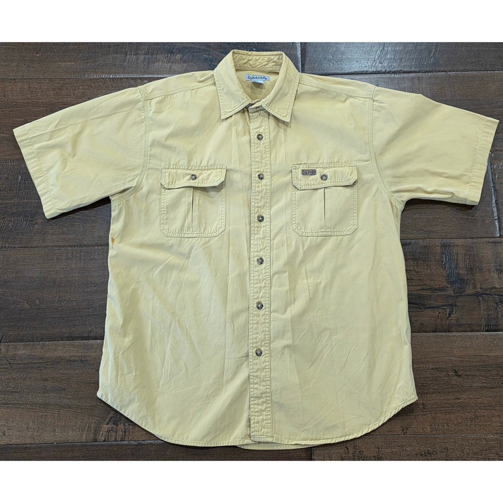 VTG Carhartt Rugged Ranch Utility Workwear Yellow Short Sleeve Button Canvas L